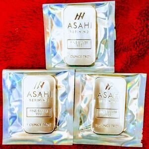 lot Of 3 Asahi Refining Silver Bars
